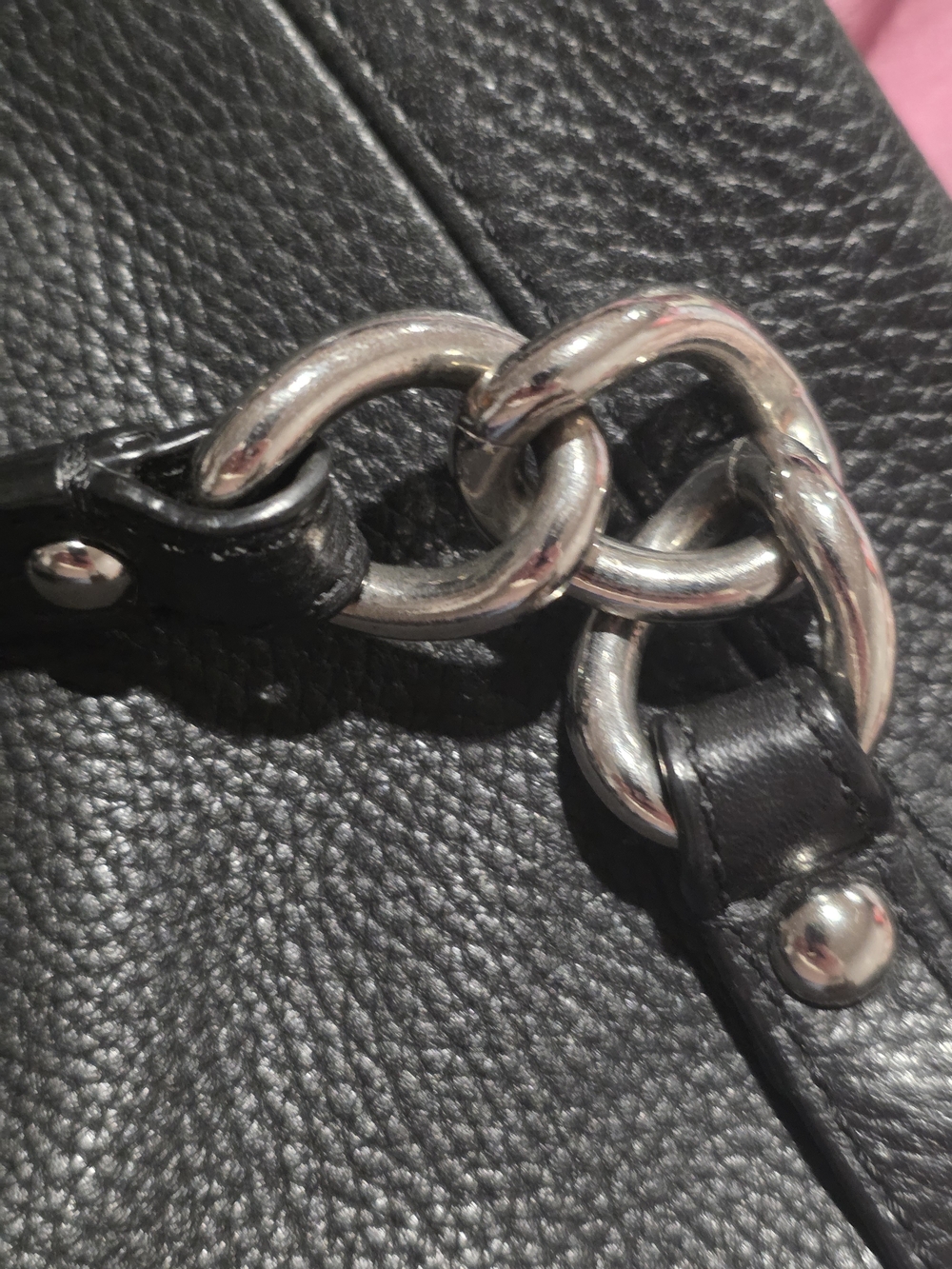 Coach Brook Black Leather Hobo Bag with Chain Accents - Picture 12 of 14